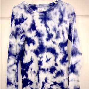 Blue and White Tye Dye Long Sleeve Shirt